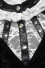 Long Trumpet Sleeves Stitching Lace Irregular Asymmetric Women's Gothic Dress 2 Colors - Product - 16