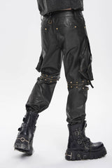 Spliced Irregular Detachable Studded Zippered Men's Punk Handsome Pants  With Big Pockets - Product - 7