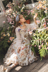 Cat Rose Tea Sleeveless Print Ruffle Bowknot Sweet Lolita Jumper Dress Version2 3 Colors - Product - 10