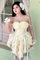 Dream of Love Multi-Layered Ruffle Bowknot Lace Sweet Lolita Dress 2 Colors - Product - 14