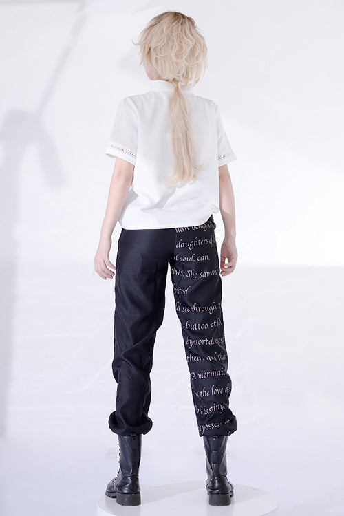 Black Vintage Cat Print Ouji Lolita Trousers - Product - 5