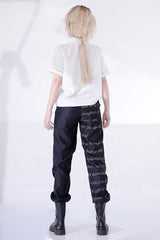 Black Vintage Cat Print Ouji Lolita Trousers - Product - 5