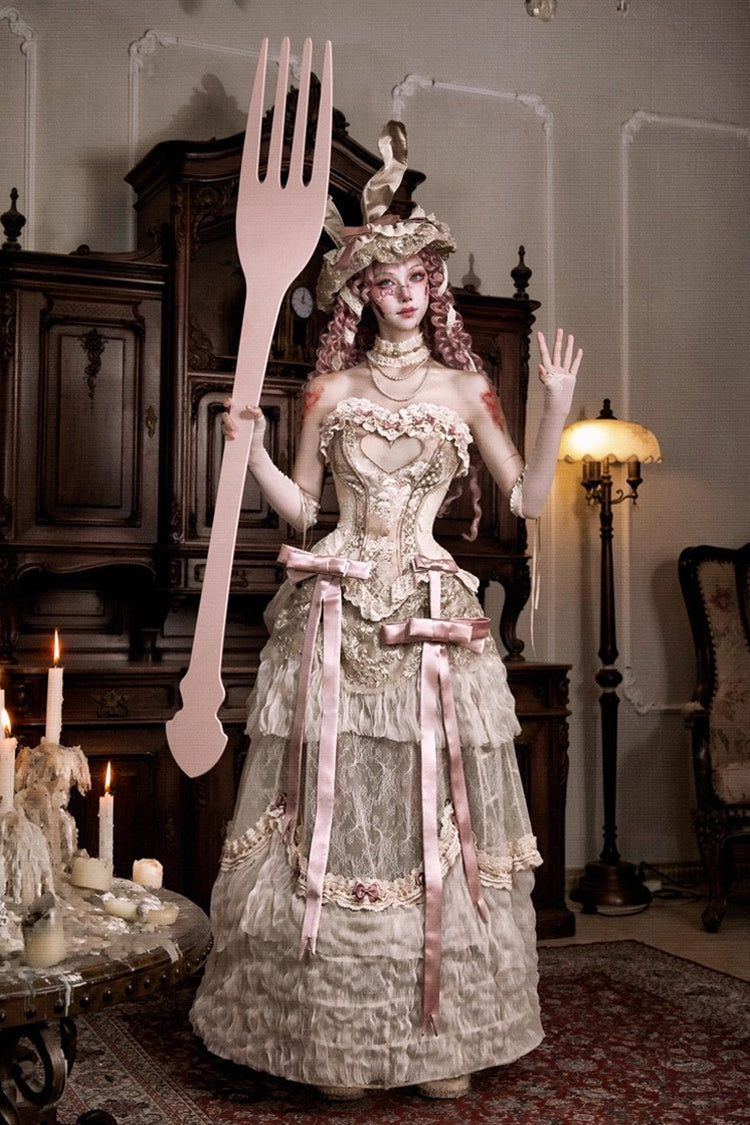 Light Brown [Cupid’s Poetry Box] Ruffle Embroidery Bowknot Lace Fishbone Classic Elegant Lolita Vest - Product - 5