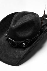 Black Tassels Feather Skull Men's Punk Hat - Product - 5