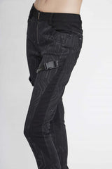 Black Punk Circuit Printed Leather Loops Womens Pants - Product - 8