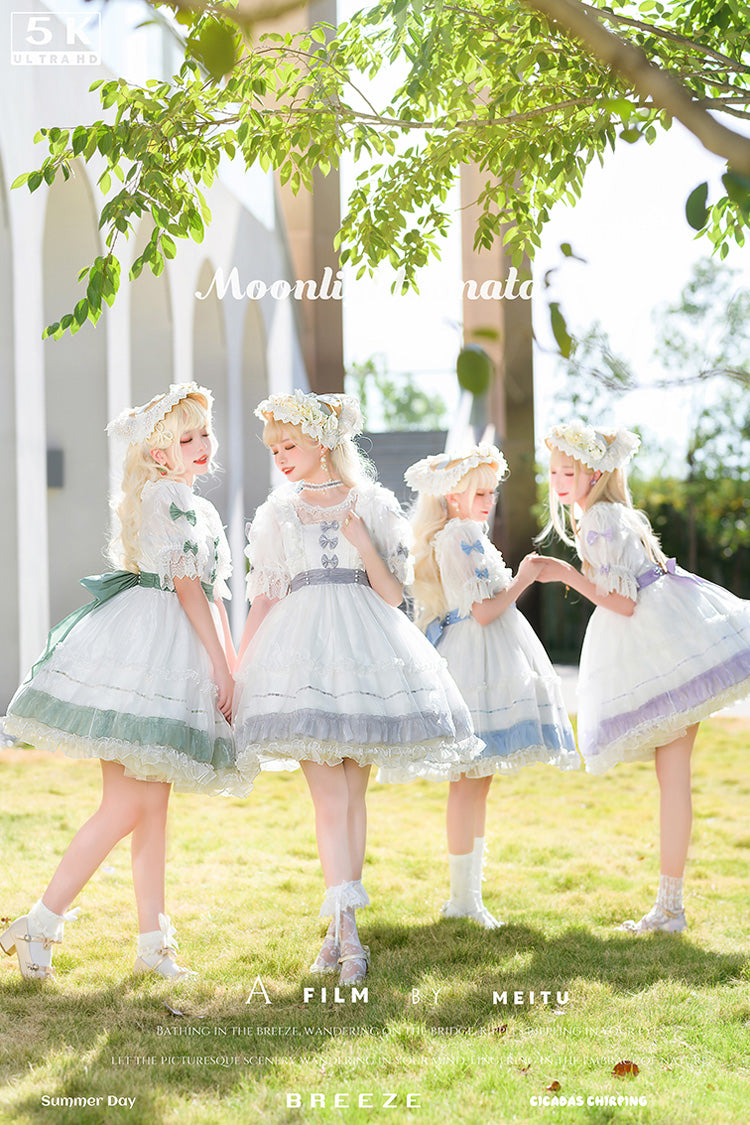 [Moonlight Sonata] Short Sleeves Ruffle Bowknot Lace Sweet Lolita Dress 4 Colors - Product - 11