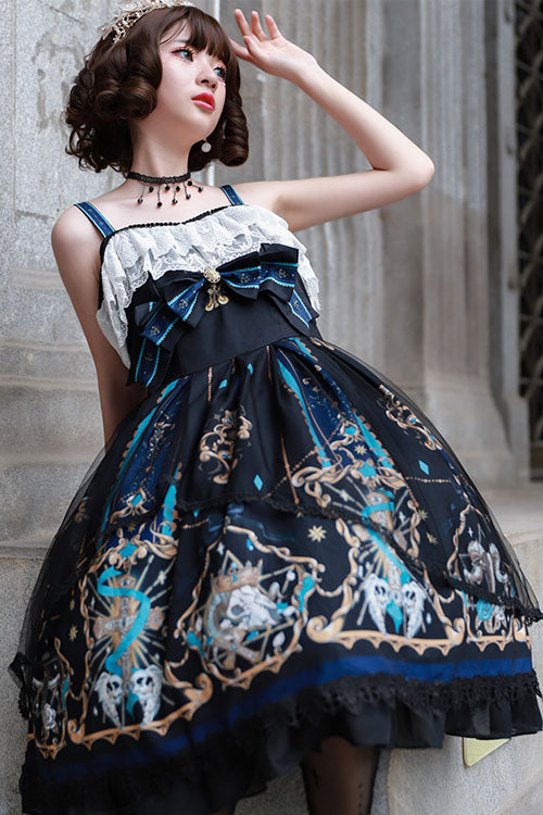 Black God's Salvation Square Collar Lace Ruffled Gothic Lolita JSK Dress - Product - 5