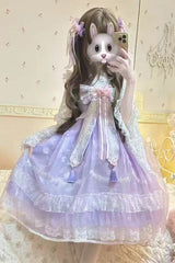 [Peach Blossoms in Spring Fields] Sleeveless Ruffle Bowknot Lace Sweet Chinese Style Lolita Jsk Dress 3 Colors - Product - 18