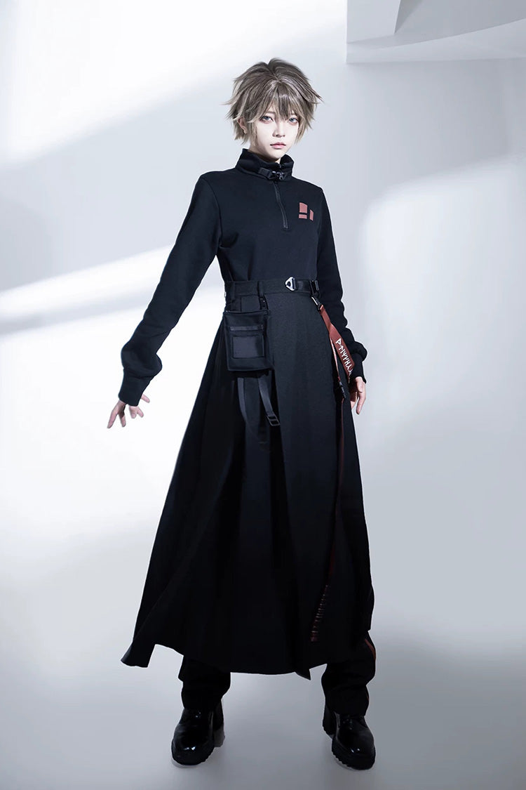 Black [Nameless Blade] Stand Collar Long Sleeves Gothic Prince Ouji Lolita Skirt Set - Product - 6