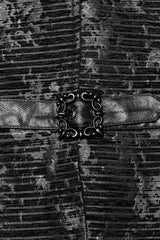 Black V Collar Sleeveless Print Skull Buckle Men's Gothic Vest - Product - 8