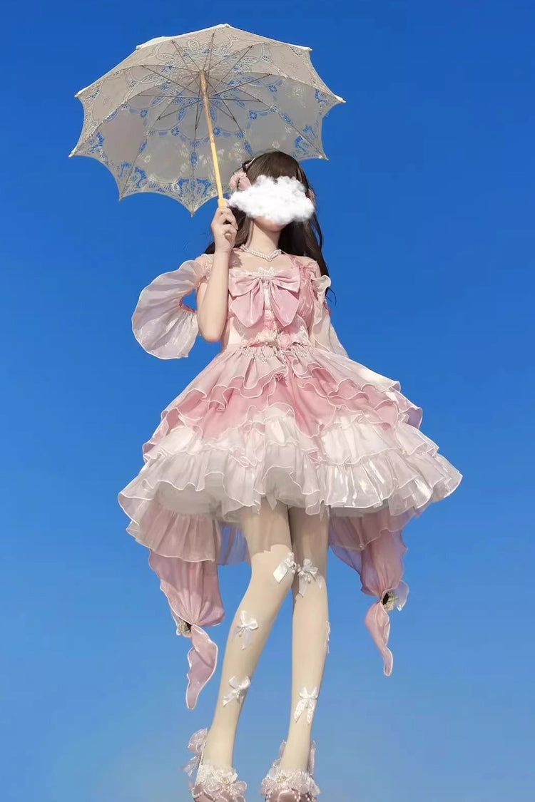 Pink Multi-layer Hanayome Bowknot Elegant Princess Sweet Lolita Jsk Dress - Product - 2