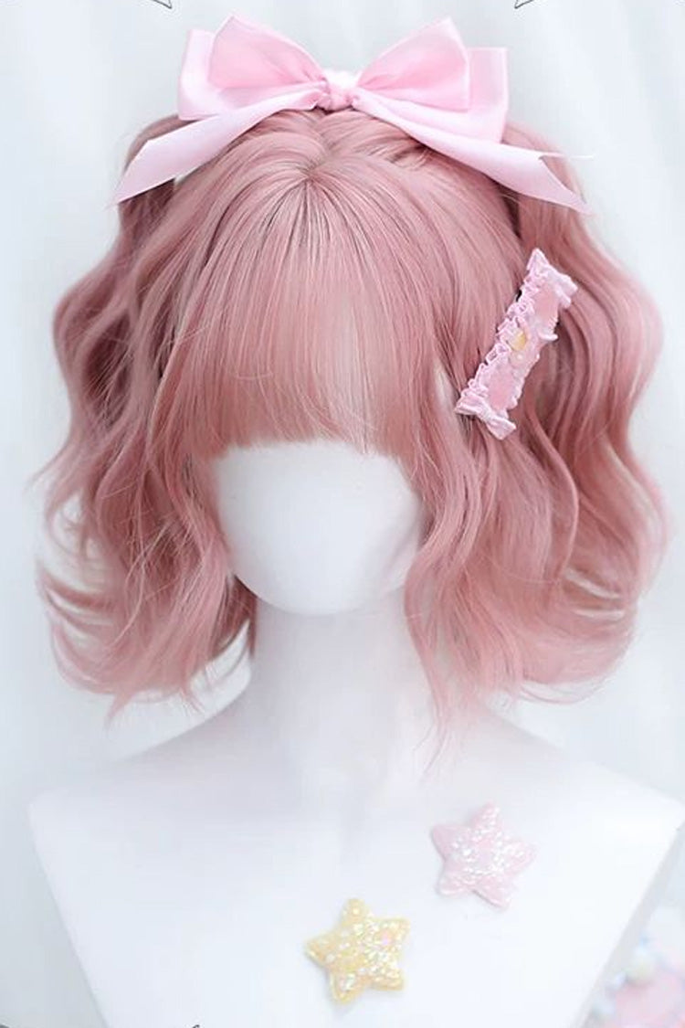 Peachy Pink Natural Fluffy Short Curls Sweet Lolita Wig - Product - 2