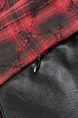 Black/Red Plaid Leather Multi-Layered Ruffled Women's Punk  Sweetcore Slip Dress - Product - 19