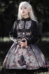 Dark Fairy Tale Print Ruffle Bowknot Gothic Lolita Jsk Dress 2 Colors - Product - 5