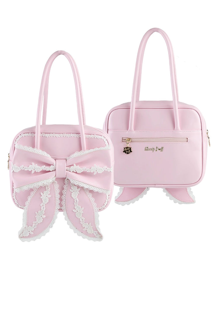 Sweet Bowknot Lace Zipper Japanese Lolita Handbag 3 Colors - Product - 8