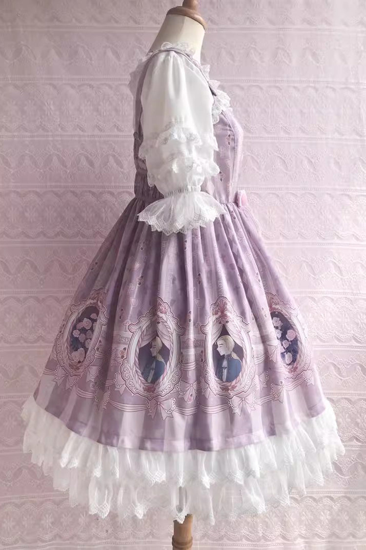 Double Layer Rose Lover's Dream Print Ruffle Bowknot Sweet Lolita Jsk Dress 3 Colors - Product - 6