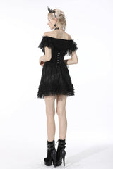 Black Floral Embroidered Lace-Up Strappy Women's Gothic Gorgeous Corset - Product - 4