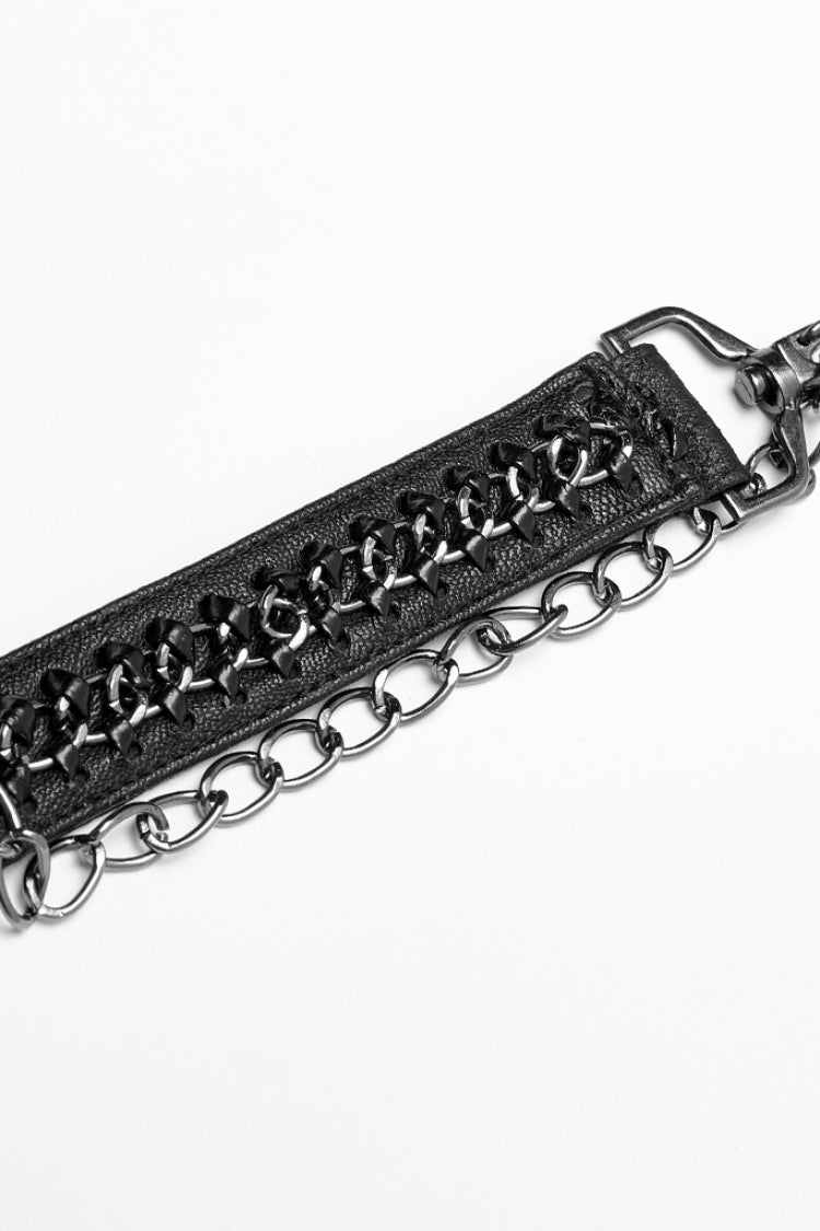 Black Stand Collar Sleeveless Metal Buckle Leather Strap Womens Gothic Cloak - Product - 6