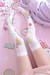 Cute Anime Print Sweet Japanese Lolita Over The Knee Socks 10 Styles - Style8 - 8