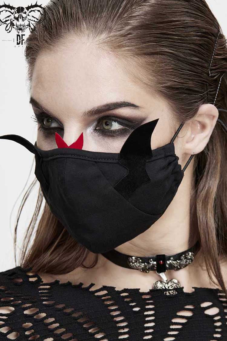 Black Punk Little Devil Wings Decorative Adjustable Women's Mask - Product - 3
