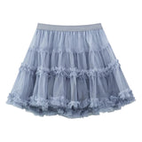 Sweet High Waisted Ruffle Princess Lolita Petticoat 7 Colors - Blue - 5
