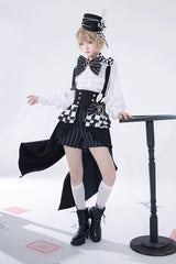 Black/White Rabbit Theater Checkerboard Print Ouji Lolita Girdle - Product - 8