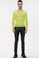 ellow Gothic Elasticity High Neck Long Sleeve Mesh Men's Shirt - Product - 2