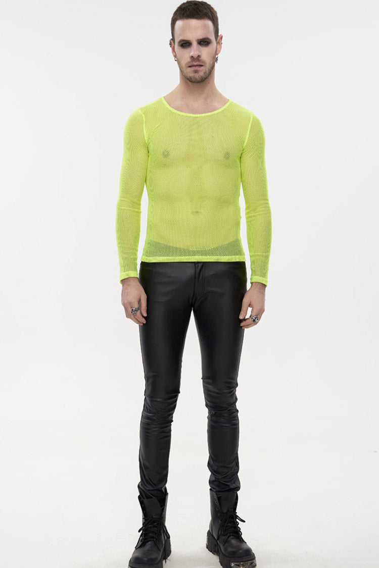 ellow Gothic Elasticity High Neck Long Sleeve Mesh Men's Shirt - Product - 2