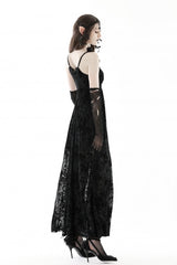Black Sleeveless Lace Lace-Up Women's Gothic Maxi Rose Slip Dress - Product - 4