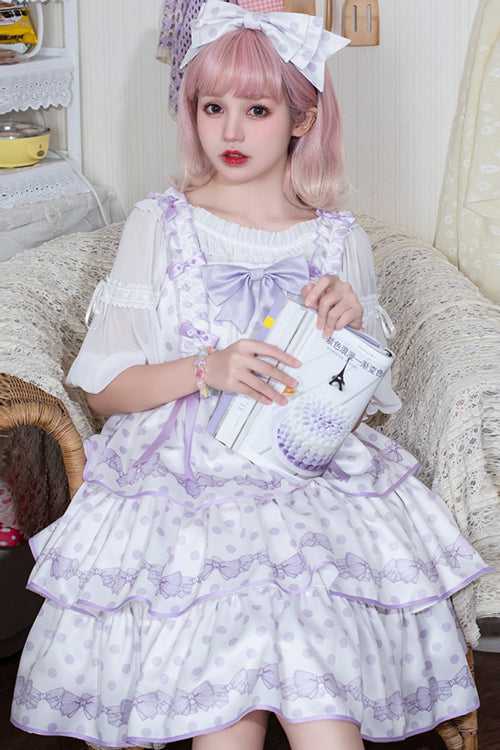 Dot Print Multi-Layer Ruffled High Waist Sweet Lolita JSK Dress - Product - 2