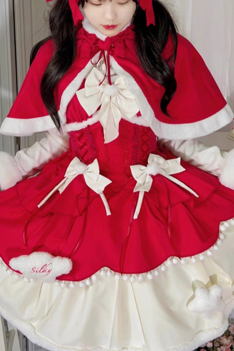 Lovely Multi-layer Bowknot Autumn and Winter Sweet Princess Lolita Jsk Dress 3 Colors - Wine - 10