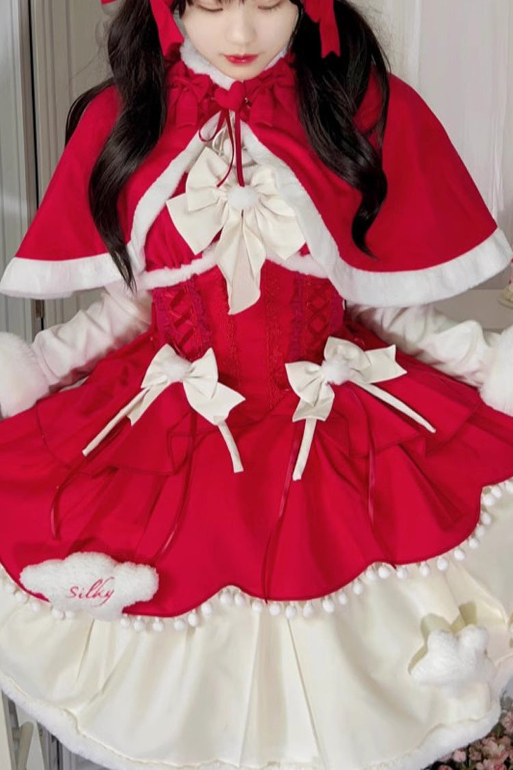 Lovely Multi-layer Bowknot Autumn and Winter Sweet Princess Lolita Jsk Dress 3 Colors - Wine - 10
