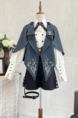 Blue [Little Detective] Print Ouji Prince Handsome Lolita Cloak - Product - 4