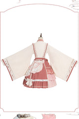 Beige/Pink Wide Sleeved Multi-Layered Ruffle Sweet Lolita OP Dress - Product - 8