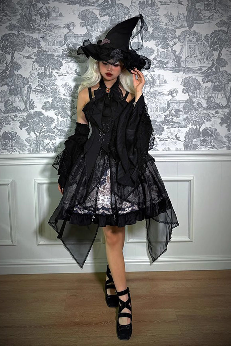 The Mystery Of The Doll Print Ruffle Bowknot Gothic Lolita Skirt Dress 2 Colors - Product - 7