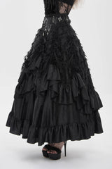 Black Women's Gothic Cross Rose Beaded Long Skirt Gorgeous Skirt - Product - 8