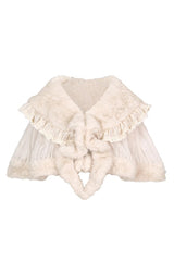 Beige [Slavic Noble Lady] Short Sleeves Ruffled Lace Fluffy Sweet Lolita Coat Cloak - Product - 3