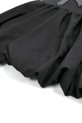 Black Bat Wing Buckled Women's Gothic Suspender Dress Graduation Dress with Tail - Product - 12