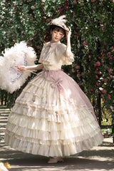 Multi-Color Bellflower Print Ruffle Lace Sweet Princess Lolita Dress - Product - 9