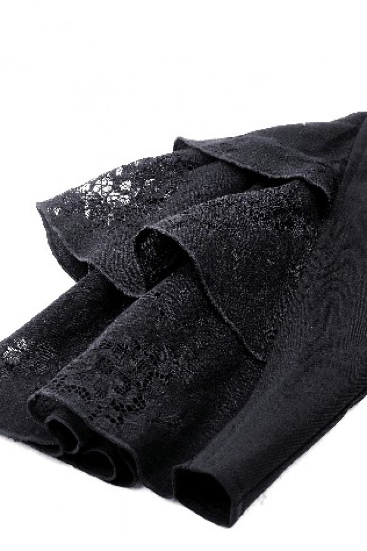 Black Lace Stand Collar Multi-Layered Ruffled Long Flared Sleeves Women's Gothic Blouse - Product - 16