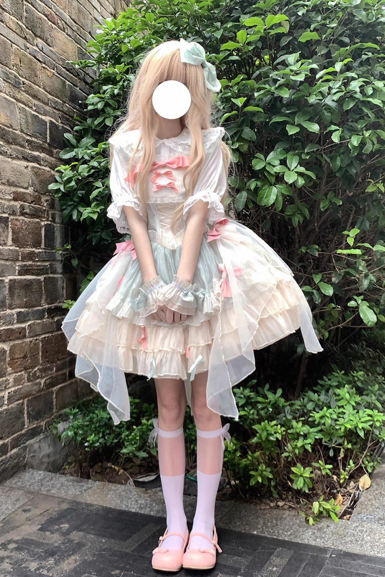 Green Camellia Love Sleeveless Triple-Layered Ruffle Bowknot Lace Sweet Princess (Dress Only) detail view 3