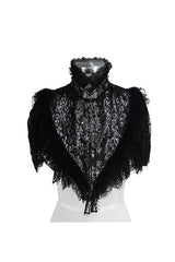 Black/Silver Triangle Jacquard Fabric Lace Fabric Feather Lace Women's Gothic Shawl - Black/Silver - 1