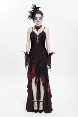 Red Off Shoulder Sleeveless Hanayome Embroidered Lace Women's Gothic Jsk Dress - Product - 2