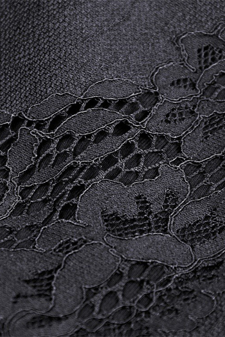 Black Women's Gothic Multi-Layered Lace Lace-Up Mermaid Maxi Skirt - Product - 13