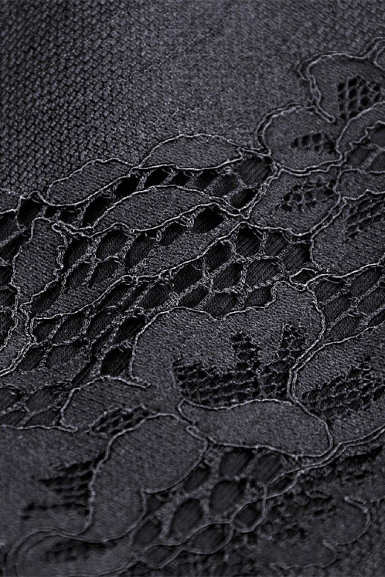 Black Women's Gothic Multi-Layered Lace Lace-Up Mermaid Maxi Skirt - Product - 13