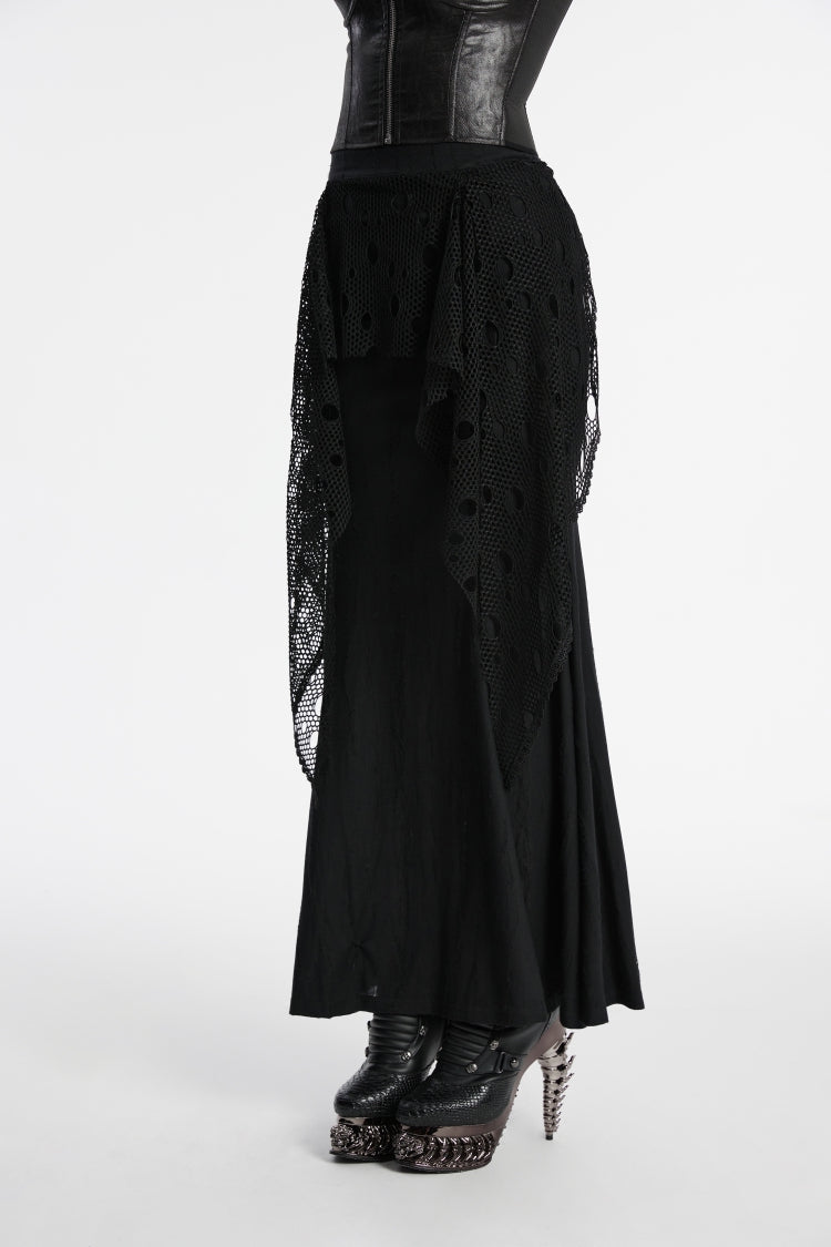 Double-Layered Spliced Mesh Ripped Eyelet Women's Punk Fishtail Skirt - Product - 7