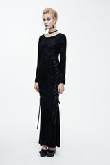 Black Sexy Pattern Comfortable Horn Sleeves Velvet Womens Gothic T-Shirt - Product - 5