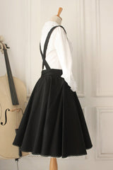 Black Vintage Single Breasted Ruffled Classic Lolita Skirt Strap Dress - Product - 3