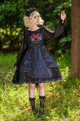 Black/Blue Ruffle Cardigan Bowknot Lace Classic Lolita Dress - Product - 2