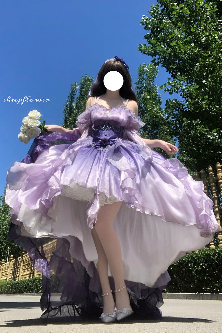Purple Bowknot Irregular Sweet Princess Lolita Jsk Dress - Product - 2